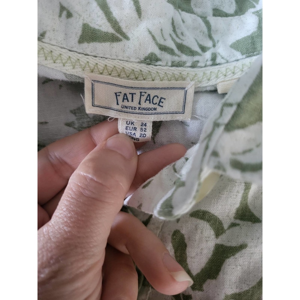 Fat Face Caro Tropical Shirt Dress in Green and White - Size 20L - Picture 3 of 3